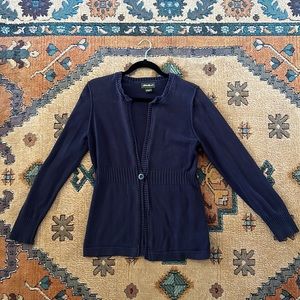 Eddie Bauer navy blue knit baumwolle sweater cardigan